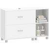 HOMCOM Mobile Sottolavabo per Bagno Moderno e Salvaspazio con 2 Cassetti e Ripiani Aperti, Mobiletto Sottolavabo con Intaglio a U, Adatto a Lavabi con o senza Colonna, 90x30x60 cm, Bianco
