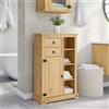 Generico Mobile da Bagno in Legno Massello di Pino 70x33x110 cm - Armadietto con 2 Cassetti e Anta, Finitura Cerata Ambra, Stile Rustico, per Bagno, Toilette, Lavanderia, Corridoio