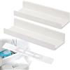 Kiuiom Set di 2 Ripiani Galleggianti,Mensole da Parete,Moderne Mensola Adesiva Decorative,Mensole da Parete Senza Foratura,Adatto per Cucina,Bagno,Ufficio,Soggiorno,Colore Bianco,27 * 8.5 * 5cm