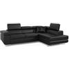 Menzzo Canape convertibile ad angolo Simili Nero | Gambe cromate | Divano letto con testiera sollevabile, ampio bracciolo e cuscini soffici | Seduta confortevole | L275 x P202 x H90 cm