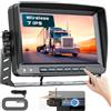 Hikity Display IPS da 7, Kit Telecamera Retromarcia Solare Wireless per Veicoli, Telecamera Magnetica IP69 Grandangolare Aiuto Parcheggio