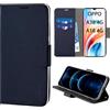 N NEWTOP Cover Compatibile con OPPO A38 4G e A18 4G, HQ Lateral Custodia Libro Flip Chiusura Magnetica Portafoglio Simil Pelle Stand Protezione Completa Case TPU Anti Urto Guscio Base (Blu)