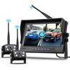 Hodozzy 9 Pollici Digitale Wireless Telecamera Retromarcia Kit, 2 Telecamere Posteriore e Monitor IPS con Avviso di Angolo Cieco, Visione Notturna, Telecamera Registrazione per Auto Camion/Camper 12V-24V