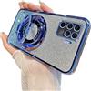 QIWEIQING Glitter Cover Magnetica per OPPO A94 5G, Custodia Bling Brilla Ricarica wireless magnetica Magnetico Ricarica Wireless, Bumper TPU Cover Case per OPPO A95 5G / A94 5G. Blue DS
