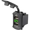 Asudaro Caricatore USB Per Auto da Barca,Presa Caricabatteria da Auto Doppia USB con Voltmetro Adattatore per Presa di Corrente Impermeabile per 12V-24V Car Boat Marine Moto ATV RV Camper Trattori Camion