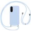 Vauki Custodia per Samsung Galaxy A57 Cover con Cordino,Blu Silicone Antiurto TPU Morbido Case Corda Collana Necklace Regolabile Stylish con Catena Ultra Sottile Cover per Samsung A57,Blu