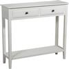 DRW Console Mobile Tavolo di Ingresso con 2 cassetti in Legno 90 x 28 x 81 cm, Bianco Rotto, Medidas: 90x28x81cm