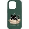Cute Homeless Cat in a Box Custodia per iPhone 15 Pro Gatto senzatetto carino gattino cartone animato amante gatto animale umorismo