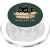 Cute Homeless Cat in a Box Gatto senzatetto carino gattino cartone animato amante gatto animale umorismo PopSockets PopGrip per MagSafe