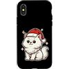 white cat winter santa hat snow winterti Custodia per iPhone X/XS Gatto bianco invernale con cappello di Babbo Natale