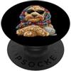 Vintage Retro Knitting Cute Lover Women Filato quadrato per uncinetto Golden Doodle Goldendoodle Dog Granny PopSockets PopGrip Adesivo