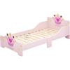 HOMCOM Letto per bambini 140x70 cm Design Principessa con corona - Materasso incluso - MDF Rosa Placcato