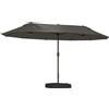Outsunny Ombrellone da giardino Outsunny, doppio ombrellone rettangolare 4,6L x 2,7L x H m con apertura e chiusura, borse e base incluse, per balcone, piscina, grigio