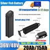 SMALL DEN Batteria al litio Silver Fish 36V/48V/15Ah 20A, adatta per veicoli elettrici pieghevoli a due ruote da 250W-1800W, con caricabatterie incluso.
