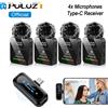 NONE Microfono Lavalier Wireless PULUZ per iPhone/Huawei/Samsung/Xiaomi con connettore Type-C, ricevitore Type-C e 4 microfoni