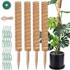 QinOustore 4 Pezzi Bastoni Muschio 42 cm - Palo di Muschio - Supporto Estensibile in Fibra di Cocco per Piante Rampicanti con Corda di Iuta, Chiusura a Strappo e Fascette a Spina per Monstera e Altre Rampicanti
