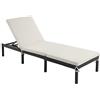 SONGMICS Lettino Prendisole, Sdraio in Rattan Sintetico, Materassino di 5 cm, Schienale Inclinabile, 59 x 198 x 28 cm, Max Portata 150 kg, Giardino Balcone Terrazzo, Beige GCB27BRV1