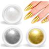BISHENGYF Polvere Cromata Per Unghie - 【Effetto Specchio Magico】Magic Mirror Gold Nail Powder Olografico Nail Powder Lucido Nail Glitter Powder, Polvere Unghie Effetto Perla Aurora Effect Per Nail DIY
