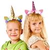 FUKPO 2 Pezzi Cerchietto Unicorno Bambina, FUKPO Fascia Capelli Unicorno Copricapo Unicorno Fasce Capelli in Corno Unicorno, Cerchietti Unicorno Donna Bambini Festa Compleanno Accessori(Rosa e Oro)