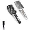 BAYINBROOK Spazzola Setole Cinghiale per Capelli Fini, Set con 2 Pettini da Massaggio, Spazzola 3-in-1 per Capelli Voluminosi, Districati, Lucenti (blackA)