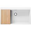 PRIMAGRAN Lavello Angolare Bianco 88x50cm, Lavandino in Granito a 1 vasca + Set di accessori, Lavabo da Cucina Incasso al Mobile 90cm - Oslo 90 Top S706