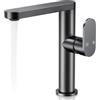 Wiorhix Rubinetto Bagno Lavabo, Miscelatore Lavabo Bagno con Controllo per Acqua Calda e Fredda, Lavabo Monocomando con Tubi Flessibili G1/2'', Alluminio Spaziale Rubinetti