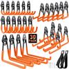 Housolution Ganci per Garage in Acciaio, 30 Pz Rivestimento Antiscivolo, Ganci a Parete per Bici, Strumenti Giardino, Scale, Tubi, Corde, Organizzatore con Avvolgicavo Extensibile, Arancione