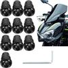 ANBOO 10 viti per parabrezza per moto, nero, viti carenatura moto, bulloni kit universale con chiave M5 16 mm/0,6in, per Honda, Yamaha, Kawasaki, Suzuki