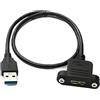 System-S Cavo USB 3.0 50 cm Micro B femmina a 3.0 tipo A maschio pannello montaggio vite adattatore 5 Gbps 100 W