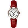 FILFEEL Orologi per donna, orologio da polso da donna con cinturino in pelle al quarzo tondo analogico con datario(Red Strap)