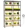 VEVOR Scaffale per Piante con Luce di Coltivazione, Supporto a Doppia Fila a 6 Livelli, Espositore per Piante Alto 180 cm in Metallo con Ruote e Timer, Luci di Coltivazione a Spettro Completo 200 W