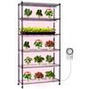 VEVOR Scaffale per Piante con Luci di Coltivazione, Supporto per Piante in Metallo da Interno a 6 Livelli, Espositore Alto 180 cm con Ruote e Timer, Luci a Spettro Completo da 150 W e 3800 K