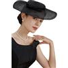 BABEYOND Cappello da Sposa Fascinator Kentucky Derby con Tesa Larga per Cocktail, Nero, Taglia Unica