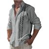vokkrv Camicia Cotone Uomo Maniche Lunga Shirt Slim Fit Elegante Camicie Regolare Classiche Formal Camicia Matrimonio Facile da Stirare Camicie Stampata da Cerimonia Business per Il Tempo Libero