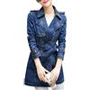 Lazutom - Giacca da donna in denim con doppio petto e cintura Blu 46