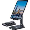 Gritin Supporto Tablet, Regolabile Porta Cellulare da Tavolo, Antiscivolo e Pieghevole Dock Telefono Stabile Compatibile con il Nuovo iPad 12.9, 11, 10.5, 9.7 Air mini 2 3 4 e Tutti i Tablet 4-12.9
