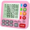 SURETIVIAN Timer digitale da cucina, conto alla rovescia a 4 canali con allarme forte e modalità silenziosa, grande display, retro magnetico, memoria automatica per
