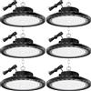 TOPAUBUB 100W Faretto LED UFO Interno 6 Pezzi, Lampada LED per Capannone 10000LM con Catena Metallica da 30CM, Driver, 6500K IP65 Plafoniera LED Garage Industrial per Campana Officina Sofftto