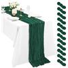 Pesonlook Confezione da 12 runner da tavola in garza verde smeraldo, 3 m, stile bohémien, 53 x 305 cm, rustico, romantico, lungo, per feste di nozze, addio al nubilato, decorazioni natalizie