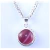 Ciondolo Fiocco In Argento 925 11.35 Ct Ovale Occhio Di Gatto Rosa Naturale AGI