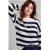 Freemans Fatto Per Freemans Testurizzato Righe Maglione Nero/Rosa UK 12/14 (fm188-36)