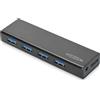 Ednet hUB USB 3.0 ednet 85155, trasferimento dati a 4 porte fino a 5 GB, adattatore 5V/2A, nero