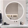 SensaHome - Specchio da parete tondo a led touch - Specchio da bagno senza cornice con illuminazione a LED - Specchio da parete - dimmerabile - Bianco freddo - 80 cm