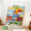 COSYLAND Libreria in legno per bambini, 6 strati, in tessuto, adatta per la camera dei bambini e la cameretta dei bambini (60 cm, giallo pino)