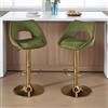 DAYALANE Set di 2 Sgabelli Cucina Moderni Sgabelli da Bar in Velluto Sedie da Bar Alti con Gambe in Metallo Dorato Sgabelli Girevoli Altezza Regolabile con Poggiapiedi per Penisola, Verde