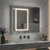 CXHLXYR Armadietto da bagno a specchio con illuminazione a LED, armadio da bagno con 3 colori leggeri, specchio bagno con portaoggetti e 2 ante mobile a specchio con ripiano regolabile (bianco-4, 70 x 60 cm)