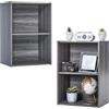 Iris Ohyama, Libreria, Lotto di 2 mobili d'appoggio, Cassetti di rangement in legno, Design, Robusto, Ufficio, Camera da letto, Salotto - CX-2 - Grigio Chêne