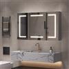 CXHLXYR Armadietto da bagno a specchio con illuminazione a LED, armadio da bagno con 3 colori leggeri, specchio bagno con portaoggetti e 3 ante mobile a specchio con ripiano regolabile 100 x 14 x 60 cm