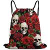 Generic Rose Skull Borsa con Cordoncino Sacca da Palestra Pieghevole Stringa per Vacanze Spiaggia Uomo Tasche Coulisse 36X42Cm
