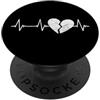 Broken Heart ECG Pulse Line Designs Cuore spezzato cardiaco ECG - Impulso crepacuore cuore spezzato PopSockets PopGrip Adesivo